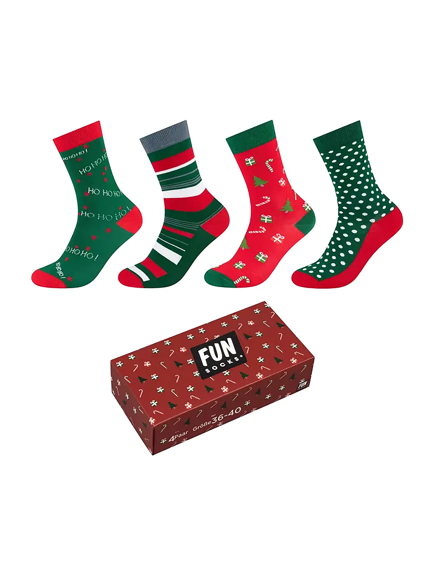 FUN SOCKS | Damen Socken CHRISTMAS BOX 4-er Pkg. 36-40 midieval blue | grün
